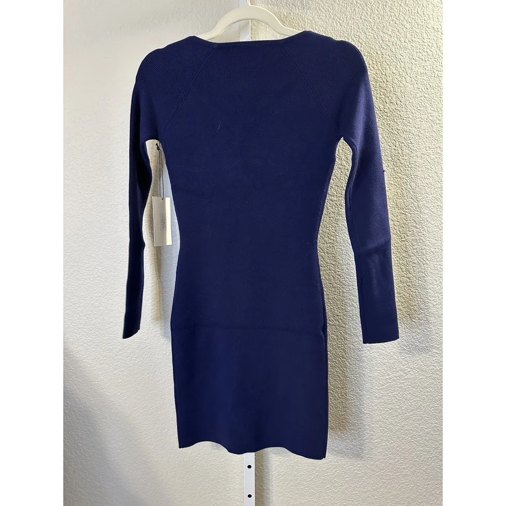 Stitches & Stripes Sapphire Blue Knit Mini Dress Sweetheart Keyhole  S